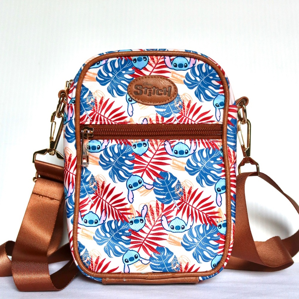 LILO & STITCH Bioworld Crossbody Bag Purse Disney Brown Blue Red Travel Vacation